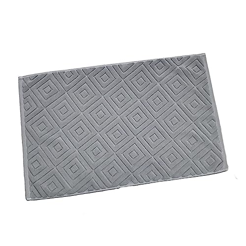 Chickwin Badvorleger Badematte, Rhombus Frottee Frottier Duschvorleger Badteppich Weich Saugfähig Waschbar und Flegeleicht Fußtuch (50x120cm,Grau) von Chickwin