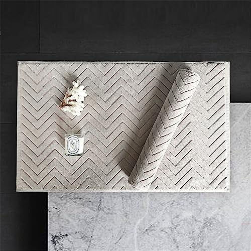 Chickwin Badvorleger Badematte, Zickzack Frottee Frottier Duschvorleger Badteppich Weich Saugfähig Waschbar und Flegeleicht Fußtuch (50x120cm,Hellgrau) von Chickwin