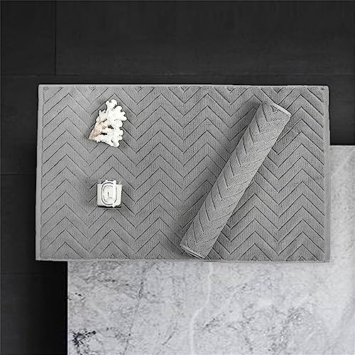 Chickwin Badvorleger Badematte, Zickzack Frottee Frottier Duschvorleger Badteppich Weich Saugfähig Waschbar und Flegeleicht Fußtuch (50x80cm,Dunkelgrau) von Chickwin