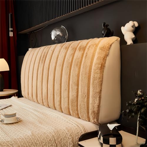 Chickwin Bett Kopfteil Bezug, Bequem Flauschig Stretch Bettkopfteil Hussen, All-Inclusive Bettkopfteil Bezug, Waschbar Bettkopfteil Hussen, Staubdicht Bett Kopfteil Abdeckung (Kamel,220cm) von Chickwin