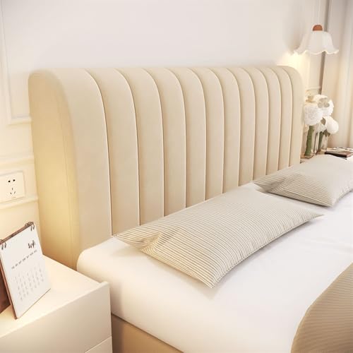 Chickwin Bett Kopfteil Bezug, Gesteppte Längsstreifen Weicher Stretch Bed Headboard Cover, Waschbar Abnehmbar Bettkopfteil Hussen, Staubdicht Bett Kopfteil Abdeckung für Schlafzimmer (Khaki,180cm) von Chickwin