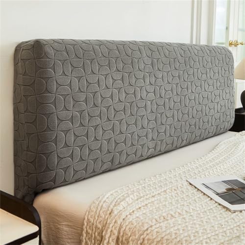 Chickwin Bett Kopfteil Bezug, Halbrunder Jacquard Stretch All-Inclusive Bettkopfteil Hussen Bezug, Waschbar Bettkopfteil Hussen, Staubdicht Bett Kopfteil Abdeckung (Grau,150cm) von Chickwin