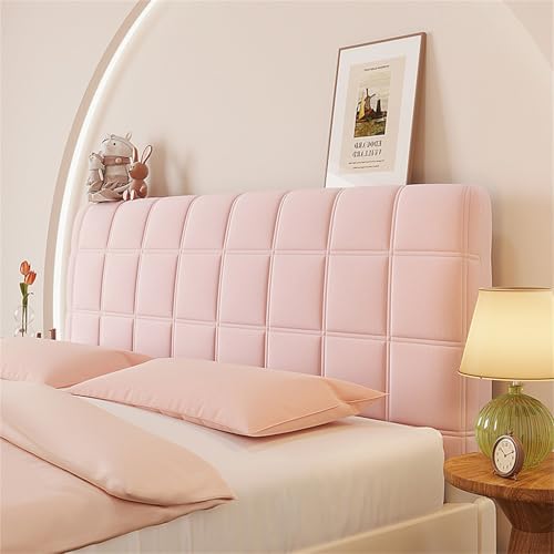 Chickwin Bett Kopfteil Bezug, Plaid Geprägt Gesteppt Bezug für Bett Kopfteil Bettkopfteil Hussen Staubdicht Stretch Bett Kopfteil Abdeckung Bett Kopfteil Überzug Waschbar (180cm,Rosa) von Chickwin