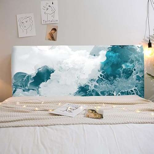 Chickwin Bett Kopfteil Bezug, Weicher Stretch Bed Headboard Cover, Waschbar Abnehmbar Bettkopfteil Hussen, Marmor-Druck Staubdicht Bett Kopfteil Abdeckung für Schlafzimmer (200cm,Aquarell) von Chickwin