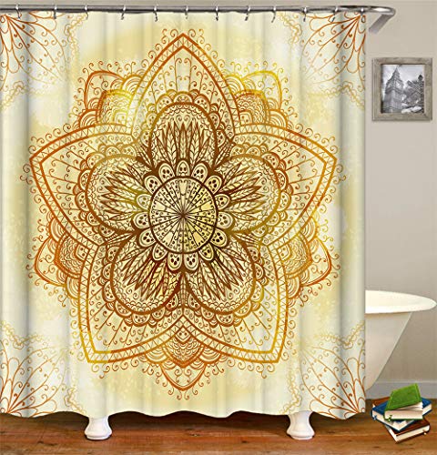 Chickwin Böhmen Duschvorhang Wasserdicht Anti-Schimmel 3D Shower Curtain Waschbar Polyester Badezimmer Vorhänge mit 12 Duschvorhangringe für Badezimmer Decor (Mandala,180x200cm) von Chickwin