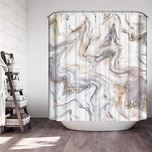 Chickwin Duschvorhang Wasserdicht Anti-Schimmel 3D Abstrakte Kunst Psychedelisch Drucken Polyester Bad Vorhang mit 12 Duschvorhangringe für Badezimmer Decor (Wheat,90x180cm) von Chickwin