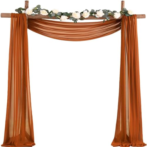 Chickwin Einfarbig Hochzeit Vorhang Innen/Außen Hochzeitsbogen, Hängen Tüll Querbehang Himmelbett Vorhänge, Transparent Voile Dekoration, Fotohintergrund Hochzeitsdeko (Karamell,75x100cm) von Chickwin