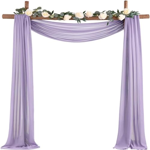 Chickwin Einfarbig Hochzeit Vorhang Innen/Außen Hochzeitsbogen, Hängen Tüll Querbehang Himmelbett Vorhänge, Transparent Voile Dekoration, Fotohintergrund Hochzeitsdeko (Lila,75x300cm) von Chickwin