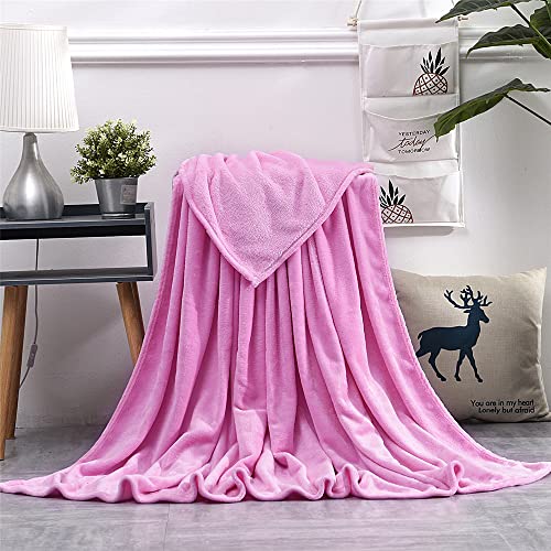 Chickwin Einfarbig Kuscheldecke Flauschig, Wohndecke Flanelldecke Soft Weiche Warm TV-Decke Mikrofaser Sofadecke Couchdecke Bettüberwurf Tagesdecke -20 Farben (100x140cm,Hell-Pink) von Chickwin