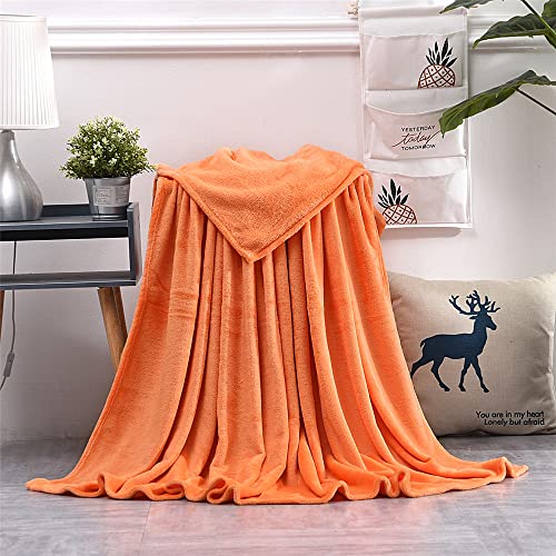 Chickwin Einfarbig Kuscheldecke Flauschig, Wohndecke Flanelldecke Soft Weiche Warm TV-Decke Mikrofaser Sofadecke Couchdecke Bettüberwurf Tagesdecke -20 Farben (100x140cm,Orange) von Chickwin