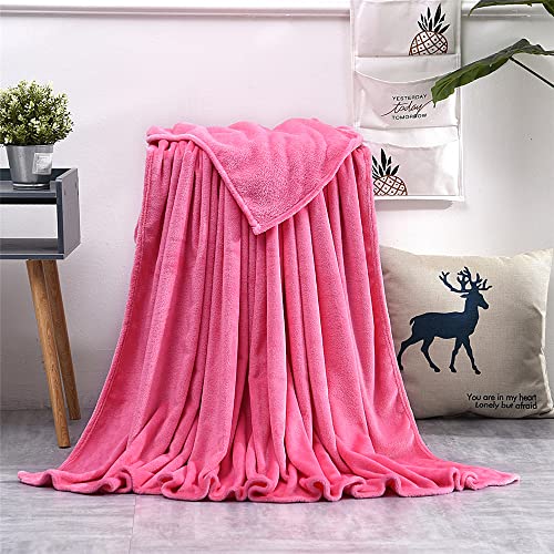 Chickwin Einfarbig Kuscheldecke Flauschig, Wohndecke Flanelldecke Soft Weiche Warm TV-Decke Mikrofaser Sofadecke Couchdecke Bettüberwurf Tagesdecke -20 Farben (100x140cm,Rosa) von Chickwin