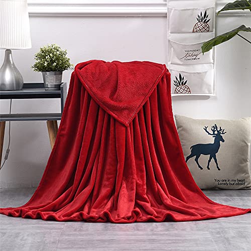 Chickwin Einfarbig Kuscheldecke Flauschig, Wohndecke Flanelldecke Soft Weiche Warm TV-Decke Mikrofaser Sofadecke Couchdecke Bettüberwurf Tagesdecke -20 Farben (100x140cm,Rot) von Chickwin