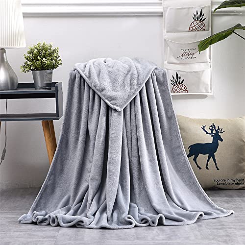 Chickwin Einfarbig Kuscheldecke Flauschig, Wohndecke Flanelldecke Soft Weiche Warm TV-Decke Mikrofaser Sofadecke Couchdecke Bettüberwurf Tagesdecke -20 Farben (200x230cm,Grau) von Chickwin