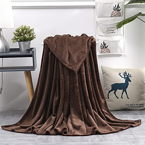 Chickwin Einfarbig Kuscheldecke Flauschig, Wohndecke Flanelldecke Soft Weiche Warm TV-Decke Mikrofaser Sofadecke Couchdecke Bettüberwurf Tagesdecke -20 Farben (200x230cm,Kaffee) von Chickwin