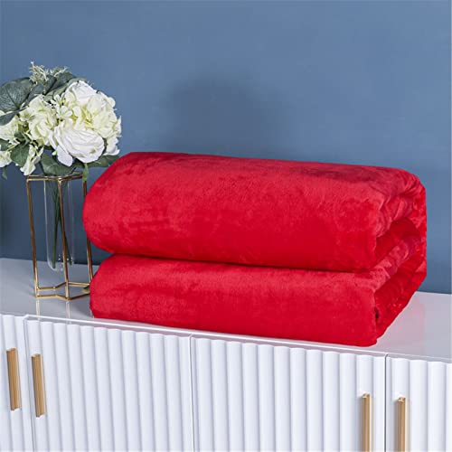 Chickwin Einfarbig Kuscheldecke Flauschig Weiche Wohndecke Flanelldecke Warm Winter Fleecedecke Couchdecke Sofaüberwurf Bettüberwurf TV Decke - 8 Größen 11 Farben (Rot,120x200cm) von Chickwin