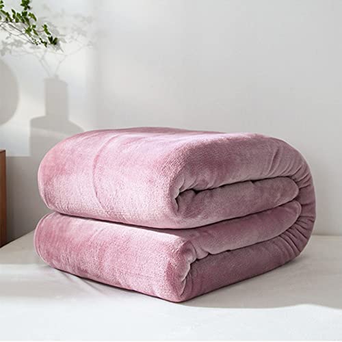 Chickwin Einfarbig Kuscheldecke Flauschige Warm Winter Flanelldecke Weiche Fleecedecke Wohndecke Couchdecke Bettüberwurf Sofaüberwurf TV Decke (Bohnenpaste rosa,100x120cm) von Chickwin