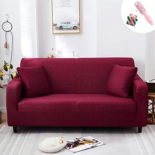 Chickwin Elastisch Sofa Überwürfe, Armlehnen 1/2/3/4 Sitzer Sofabezug, Polyester Stretch Weich Anti-Rutsch Stoff Abwaschbar Couch Sofaüberwurf Wohnkultur (1 Sitzer,Rot) von Chickwin