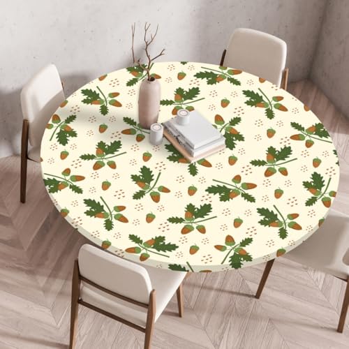 Chickwin Elastische Runde Tischdecke 3D Blumen Pflanzenmuster Wasserdicht Wischbare rutschfeste Garten Tischdecke mit Gummizug Tischabdeckung für Drinnen Draußen Esstisch (Blume 6,100cm) von Chickwin