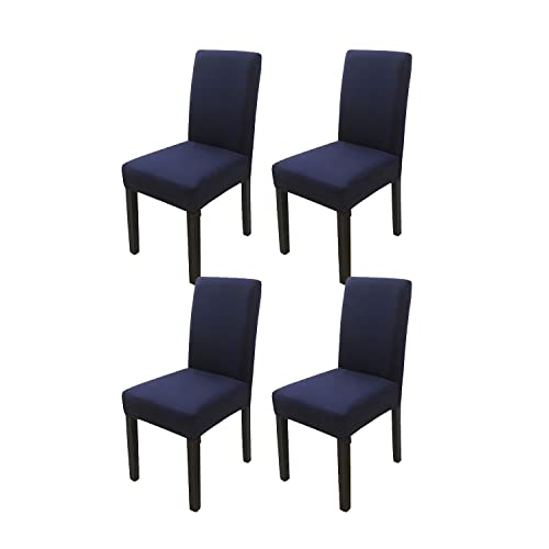 Chickwin Esszimmerstuhlbezug 4er Set, Stretch Esszimmerstuhl Schonbezug Moderne hohe Rückenlehne Stuhlbezug, Elastischer Waschbarer Esszimmerstuhl Sitzschutz für Küche Esszimmer (Marineblau) von Chickwin