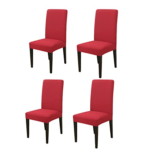 Chickwin Esszimmerstuhlbezug 4er Set, Stretch Esszimmerstuhl Schonbezug Moderne hohe Rückenlehne Stuhlbezug, Elastischer Waschbarer Esszimmerstuhl Sitzschutz für Küche Esszimmer (Rot) von Chickwin