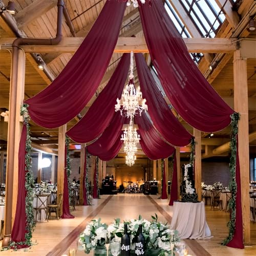 Chickwin Europäisch Hochzeit Vorhang Hochzeitsbogen, Tüll Querbehang,Freihanddeko Himmelbett Vorhänge,Stoff Transparent Voile Dekoration für Fotohintergrund Zeremonie Hochzeitsdeko (Weinrot,75x400cm) Chickwin Europäisch Hochzeit Vorhang Hochzeitsbogen, Tüll Querbehang,Freihanddeko Himmelbett Vorhänge,Stoff Transparent Voile Dekoration für Fotohintergrund Zeremonie Hochzeitsdeko (Weinrot,75x400cm) von Chickwin