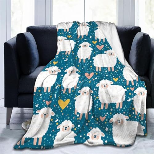 Chickwin Flanell Kuscheldecke, 3D Tier Muster Fleecedecke Flanelldecke Kinder Erwachsene Flauschig Warm Wohndecke Sofaüberwurf Decke Wohnzimmerdecke Sofadecke (150x200cm,Niedlich Schaf) von Chickwin