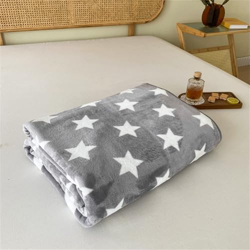 Chickwin Flanell Kuscheldecke, Fleecedecke Flanelldecke Kinder Erwachsene Flauschig Warm Wohndecke Sofaüberwurf Decke Mikrofaser Wohnzimmerdecke Sofadecke Couchdecke (Grau Stern,150x200cm) von Chickwin