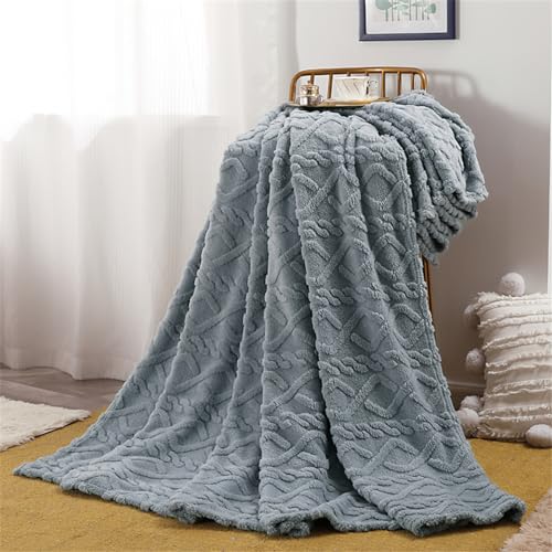 Chickwin Flanell Kuscheldecke Flauschig Decke Fleecedecke Einfarbig Warm Weiche Flanelldecke Winter Wohndecke Überwurfdecke Couchdecke Sofadecke für alle Jahreszeiten (120x200cm,Grau Blau) von Chickwin