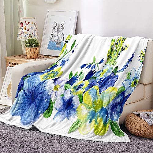 Chickwin Flanelldecke Kuscheldecke, 3D Blumen Drucken Wohndecke Weiche Warm Decke Flauschige TV-Decke Mikrofaserdecke Sofadecke oder Bettüberwurf Tagesdecke (Königsblaue Blütenblätter,160x200cm) von Chickwin