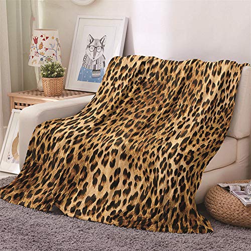 Chickwin Flanelldecke Kuscheldecke, 3D Drucken Wohndecke Weiche Warm Decke Flauschige TV-Decke Mikrofaserdecke Sofadecke oder Bettüberwurf Tagesdecke (Leopard Drucken,130x150cm) von Chickwin