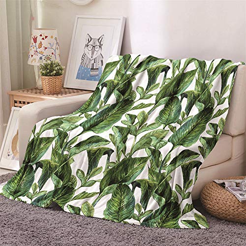 Chickwin Flanelldecke Kuscheldecke, 3D Pflanze Blätter Drucken Wohndecke Weiche Warm Decke Flauschige TV-Decke Mikrofaserdecke Sofadecke oder Bettüberwurf Tagesdecke (180x200cm,Tropische Pflanzen) von Chickwin