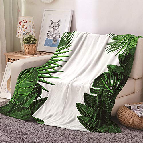 Chickwin Flanelldecke Kuscheldecke, 3D Pflanze Blätter Drucken Wohndecke Weiche Warm Decke Flauschige TV-Decke Mikrofaserdecke Sofadecke oder Bettüberwurf Tagesdecke (Monstera Blatt,160x200cm) von Chickwin