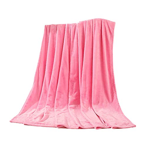 Chickwin Flanelldecke Kuscheldecke, Pure Farbe Einfachheit Super Soft Weiche Wohndecke Warm Flauschige Decke TV-Decke Mikrofaserdecke Sofadecke oder Bettüberwurf Tagesdecke (Rosa,150x200cm) von Chickwin