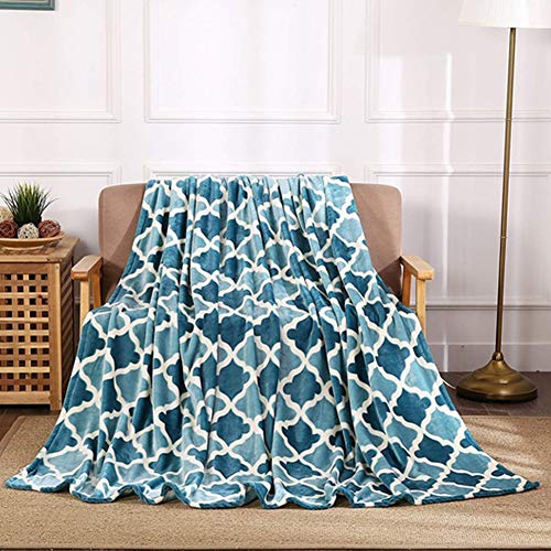 Chickwin Flanelldecke Kuscheldecke, Super Soft Weiche 3D Drucken Wohndecke Warm Flauschige Decke TV-Decke Mikrofaserdecke Sofadecke oder Bettüberwurf Tagesdecke (150x220cm,Blau Vierpass) von Chickwin