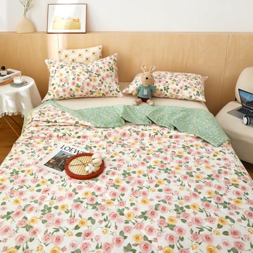 Chickwin Gesteppte Tagesdecke, 4.5 tog Tagesdecken Bettüberwurf Weich Komfortabel Mikrofaser Drucken Bettüberwürfe Sofa Überwurfdecke für Einzelbett Doppelbett (Floral,150x200cm) von Chickwin