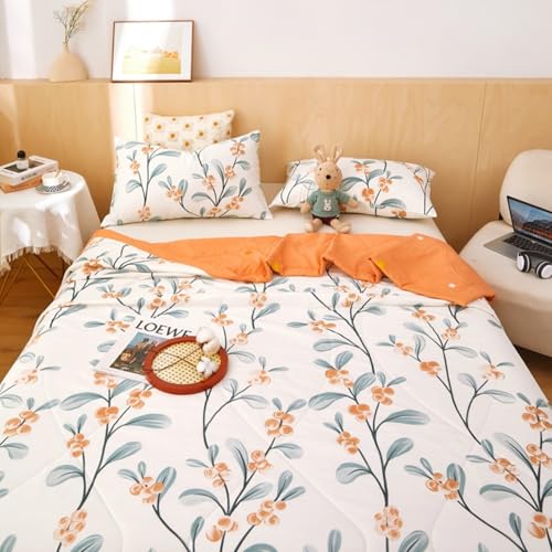 Chickwin Gesteppte Tagesdecke, 4.5 tog Tagesdecken Bettüberwurf Weich Komfortabel Mikrofaser Drucken Bettüberwürfe Sofa Überwurfdecke für Einzelbett Doppelbett (Orange,180x200cm) von Chickwin