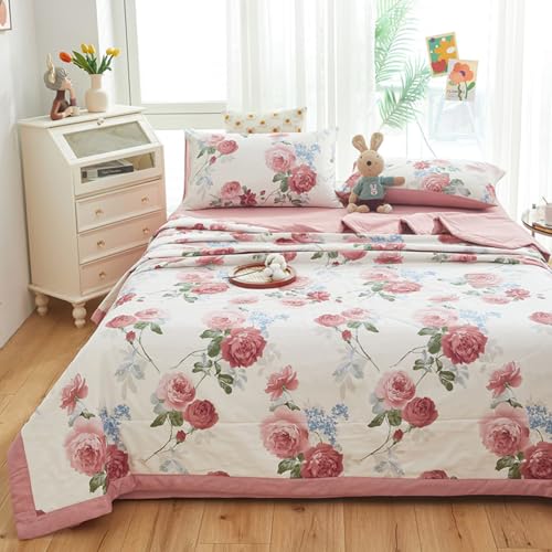 Chickwin Gesteppte Tagesdecke, 4.5 tog Tagesdecken Bettüberwurf Weich Komfortabel Mikrofaser Drucken Bettüberwürfe Sofa Überwurfdecke für Einzelbett Doppelbett (Pfingstroseblume,180x200cm) von Chickwin