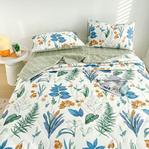 Chickwin Gesteppte Tagesdecke, 4.5 tog Tagesdecken Bettüberwurf Weich Komfortabel Mikrofaser Drucken Bettüberwürfe Sofa Überwurfdecke für Einzelbett Doppelbett (Pflanze,180x200cm) von Chickwin