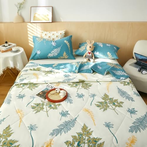 Chickwin Gesteppte Tagesdecke, 4.5 tog Tagesdecken Bettüberwurf Weich Komfortabel Mikrofaser Drucken Bettüberwürfe Sofa Überwurfdecke für Einzelbett Doppelbett (Silberfarnblatt,200x230cm) von Chickwin
