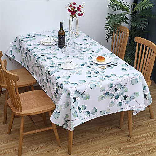 Chickwin Grüne Tropische Tischdecke Abwaschbar Rechteckig Tischdecke Wasserdicht Lotuseffekt Leicht Polyester Pflegeleicht Picknick Outdoor Gartentisch Tischdekoration (100x140cm,Eukalyptus) von Chickwin