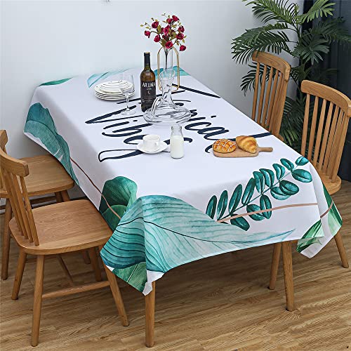 Chickwin Grüne Tropische Tischdecke Abwaschbar Rechteckig Tischdecke Wasserdicht Lotuseffekt Leicht Polyester Pflegeleicht Picknick Outdoor Gartentisch Tischdekoration (140x180cm,Grünes Blatt) von Chickwin