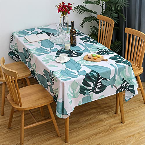 Chickwin Grüne Tropische Tischdecke Abwaschbar Rechteckig Tischdecke Wasserdicht Lotuseffekt Leicht Polyester Pflegeleicht Picknick Outdoor Gartentisch Tischdekoration (140x180cm,Monstera) von Chickwin