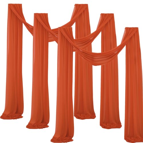Chickwin Hochzeit Vorhang Hochzeitsbogen, 100D Chiffon Tüll Querbehang, 3PC Freihanddeko Himmelbett Vorhänge, Stoff Transparent Voile Dekoration für Fotohintergrund Hochzeitsdeko (Karamell,75x600cm) von Chickwin