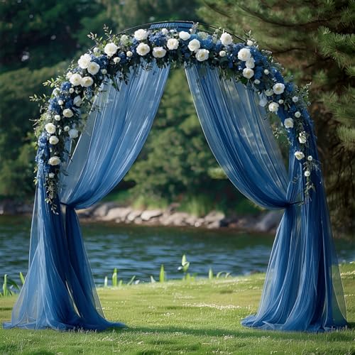 Chickwin Hochzeit Vorhang Hochzeitsbogen, 1pc Tüll Querbehang, Freihanddeko Himmelbett Vorhänge, Stoff Transparent Voile Dekoration, für Fotohintergrund Torbogen Hochzeitsdeko (Marineblau,160x800cm) von Chickwin