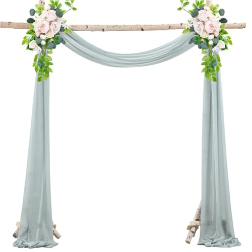 Chickwin Hochzeit Vorhang Hochzeitsbogen, Tüll Querbehang Freihanddeko, Stoff Transparent Voile Dekoration, für Fotohintergrund Party Torbogen Zeremonie Hochzeitsdeko (Graublau,50 * 570cm) von Chickwin