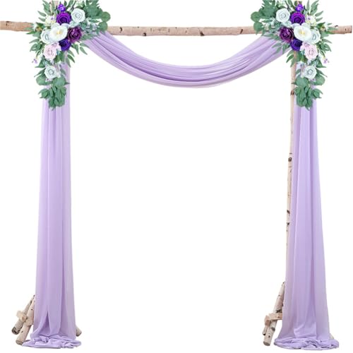 Chickwin Hochzeit Vorhang Hochzeitsbogen, Tüll Querbehang Freihanddeko, Stoff Transparent Voile Dekoration, für Fotohintergrund Party Torbogen Zeremonie Hochzeitsdeko (Hellviolett,75 * 300cm) von Chickwin