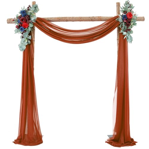 Chickwin Hochzeit Vorhang Hochzeitsbogen, Tüll Querbehang Himmelbett Vorhänge mit 2 Bändern, Transparent Voile Dekoration, für Fotohintergrund Party Zeremonie Hochzeitsdeko (Karamell,75x1000cm) von Chickwin