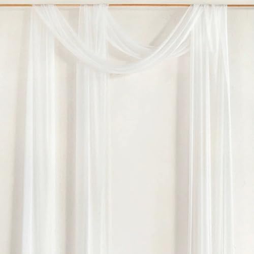 Chickwin Hochzeit Vorhang Hochzeitsbogen, Weich Hängen Chiffon Tüll Querbehang Himmelbett Vorhänge,Transparent Voile Dekoration, Fotohintergrund Party Rasen Hochzeitsdeko (Cremeweiß,70x800cm) von Chickwin