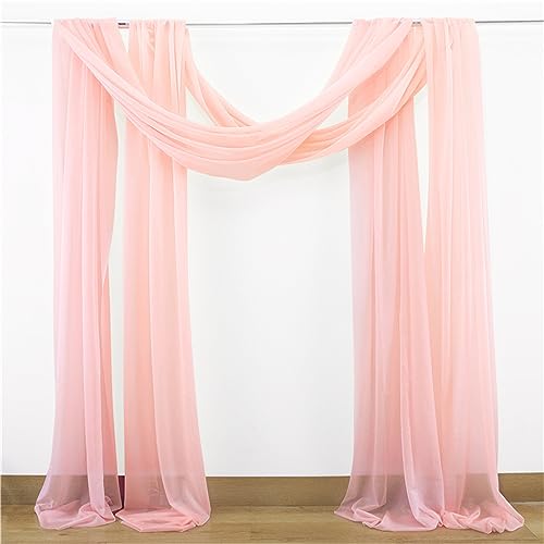 Chickwin Hochzeit Vorhang Hochzeitsbogen mit 2 Bändern, 2pc Tüll Querbehang, Himmelbett Vorhänge, Stoff Transparent Voile Dekoration für Fotohintergrund Zeremonie Hochzeitsdeko (Koralle,75x600cm) von Chickwin