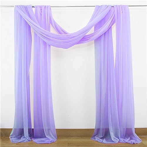 Chickwin Hochzeit Vorhang Hochzeitsbogen mit 2 Bändern, 2pc Tüll Querbehang, Himmelbett Vorhänge, Stoff Transparent Voile Dekoration für Fotohintergrund Zeremonie Hochzeitsdeko (Lila,75x600cm) von Chickwin